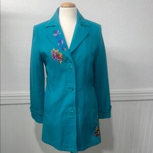 Tracy Porter Embroidered Jacket Peacoat